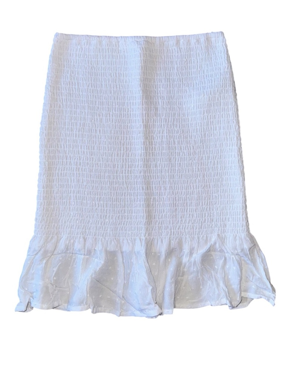 Abercrombie & Fitch White Textured Ruffle-Hem Pencil Skirt